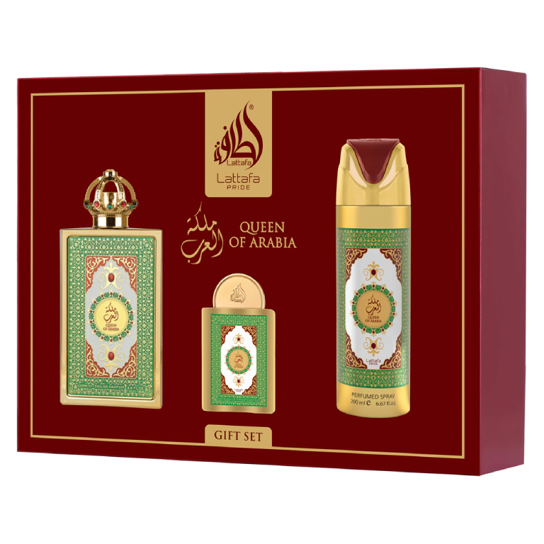 Queen-of-Arabia-Lattafa-Coffret-Parfum-Femme-100-ml-Format-Voyage-Deodorant-prix-maroc.webp Coffret Queen of Arabia Lattafa Parfum EDP 100ml + Déodorant - Image 1