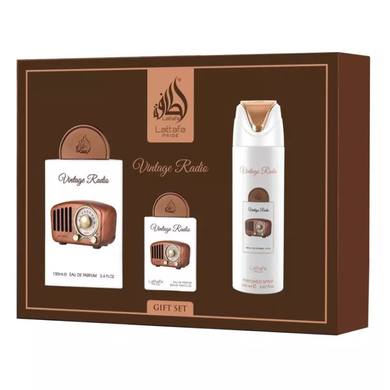 Vintage-Radio-Lattafa-Pride-Coffret-Parfum-100-ml-Format-Voyage-Deodorant-au-maroc.webp Coffret Vintage Radio Lattafa Pride – Parfum Unisexe - Image 1